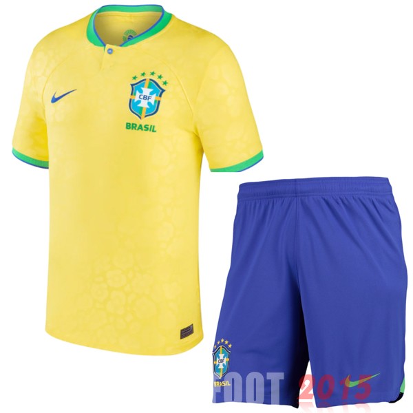 Maillot De Foot Domicile Conjunto De Enfant Brésil 2022 Jaune