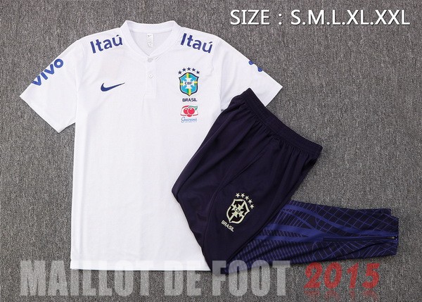 Maillot De Foot Ensemble Complet Polo Brésil 2022 Blanc I Noir
