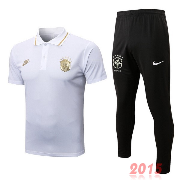 Maillot De Foot Ensemble Complet Polo Brésil 2022 Blanc Noir