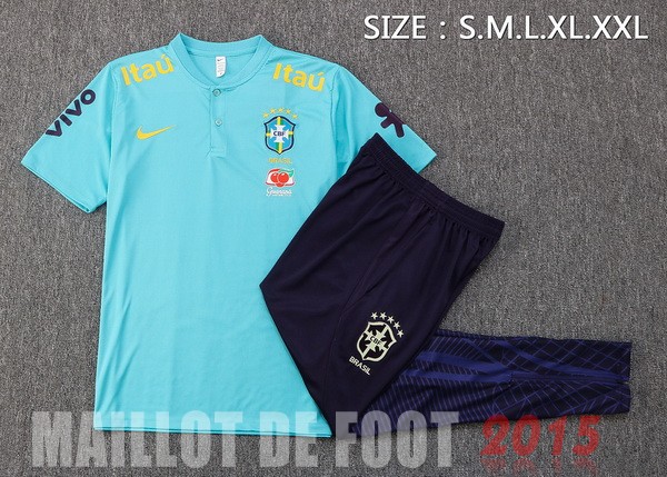 Maillot De Foot Ensemble Complet Polo Brésil 2022 Vert I Noir