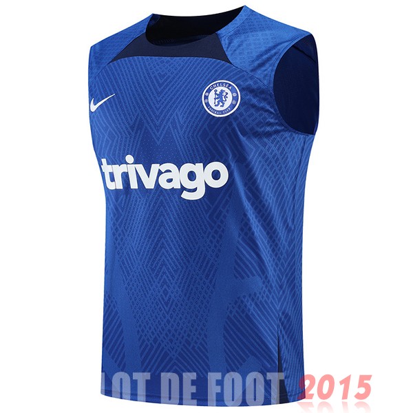 Maillot De Foot Entrainement Sans Manches Chelsea 22/23 Bleu Blanc