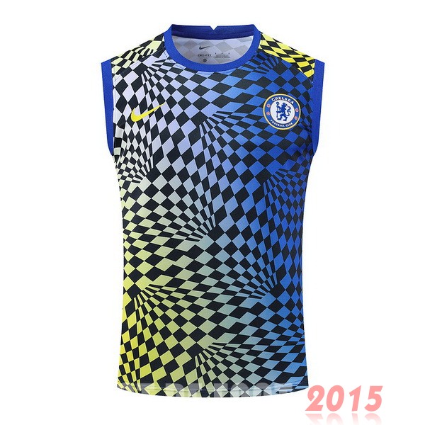 Maillot De Foot Entrainement Sans Manches Chelsea 22/23 Bleu Jaune