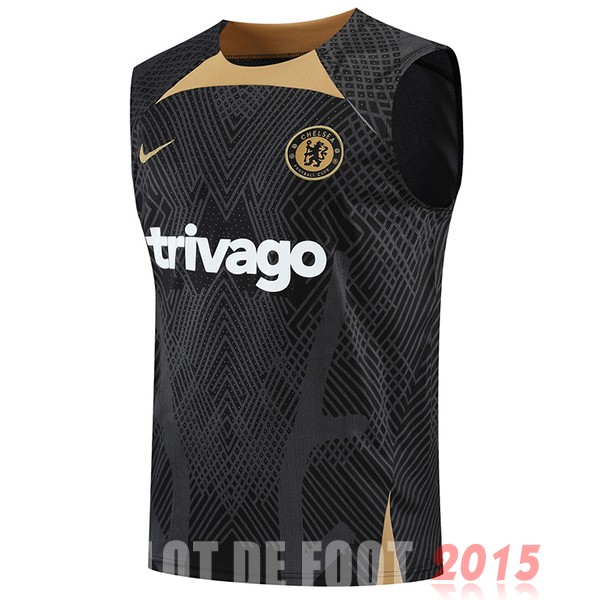 Maillot De Foot Entrainement Sans Manches Chelsea 22/23 Noir Jaune