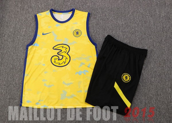 Maillot De Foot Entrainement Sans Manches Ensemble Complet Chelsea 22/23 Jaune Noir