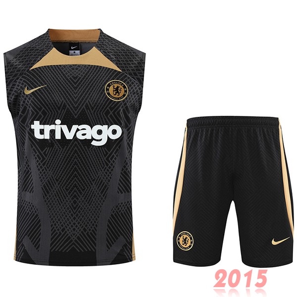 Maillot De Foot Entrainement Sans Manches Ensemble Complet Chelsea 22/23 Noir I Jaune