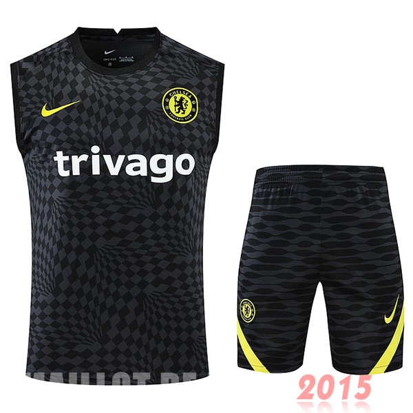 Maillot De Foot Entrainement Sans Manches Ensemble Complet Chelsea 22/23 Noir Jaune