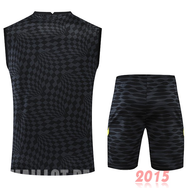 Maillot De Foot Entrainement Sans Manches Ensemble Complet Chelsea 22/23 Noir Jaune