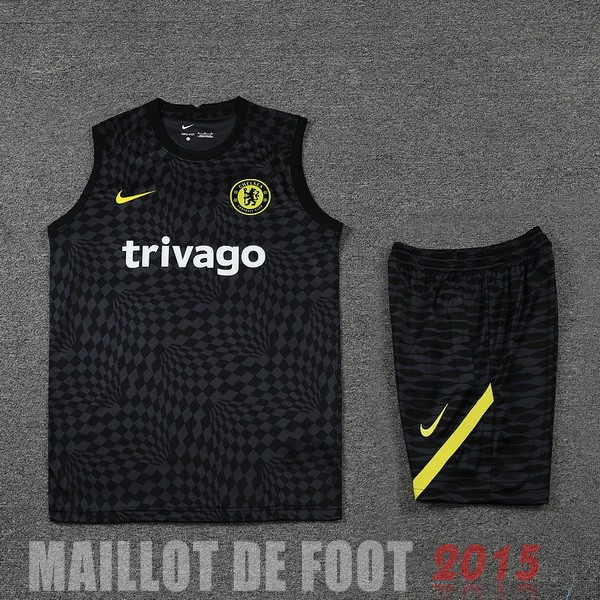Maillot De Foot Entrainement Sans Manches Ensemble Complet Chelsea 22/23 Noir Jaune