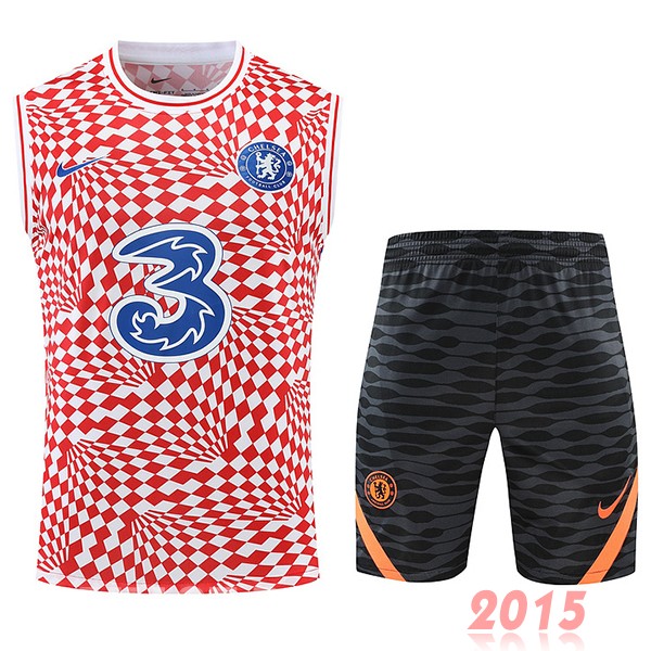 Maillot De Foot Entrainement Sans Manches Ensemble Complet Chelsea 22/23 Rouge Noir