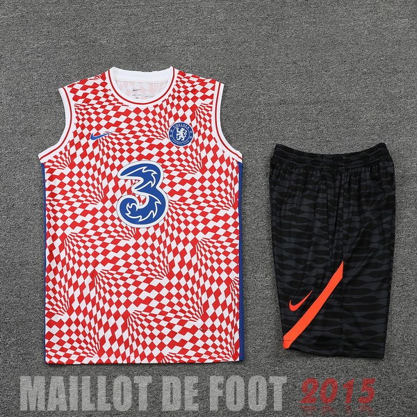 Maillot De Foot Entrainement Sans Manches Ensemble Complet Chelsea 22/23 Rouge Noir