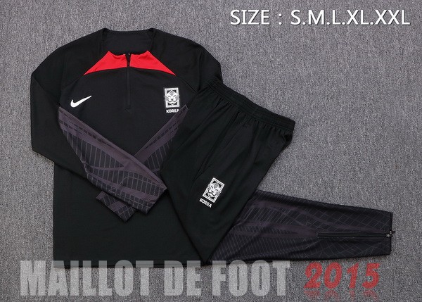 Maillot De Foot Ensemble Complet Sudadera Entrainement Corée 2022 Noir