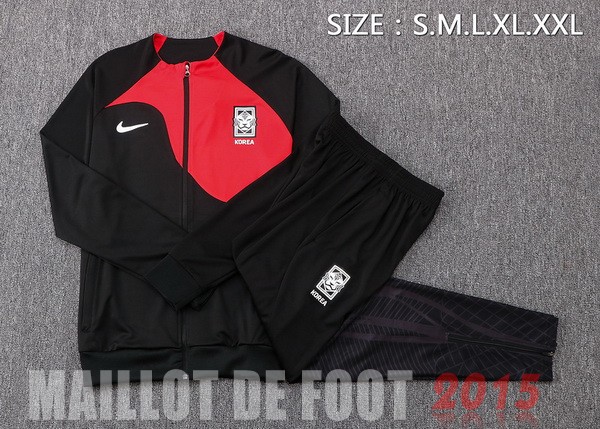 Maillot De Foot Survêtements Corée 2022 Noir II Rouge