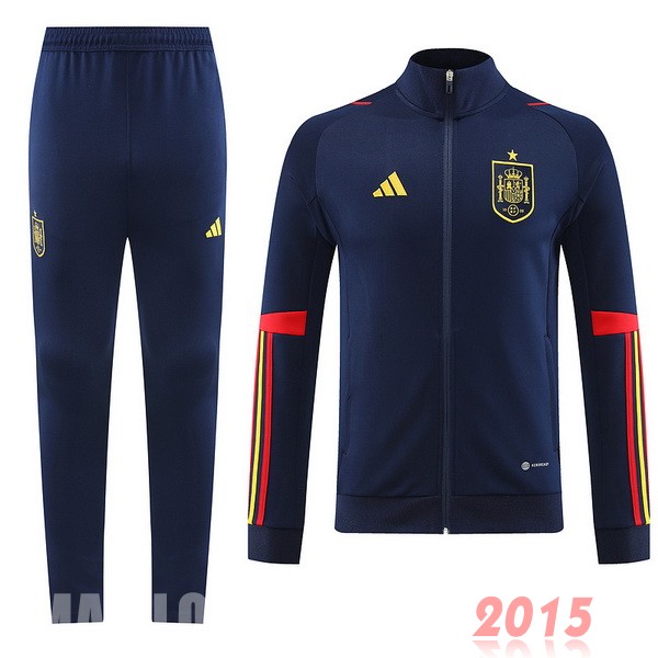Maillot De Foot Ensemble Complet Ensemble longue fermeture éclair vêtements De Sport Espagne 2022 Bleu Marine