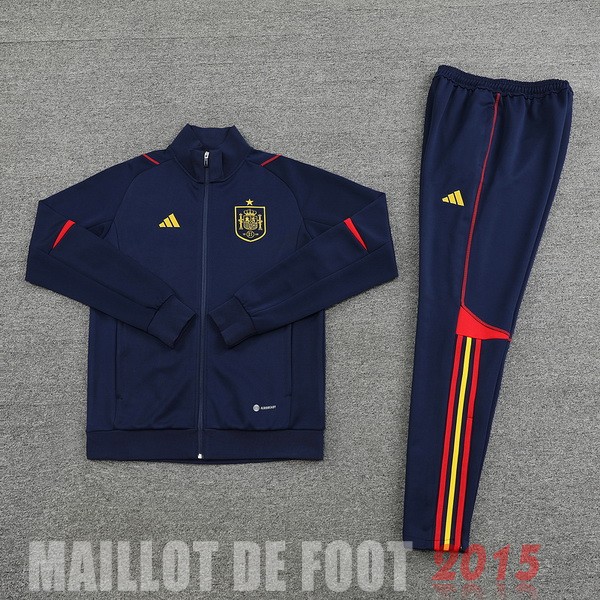 Maillot De Foot Ensemble Complet Ensemble longue fermeture éclair vêtements De Sport Espagne 2022 Bleu Marine
