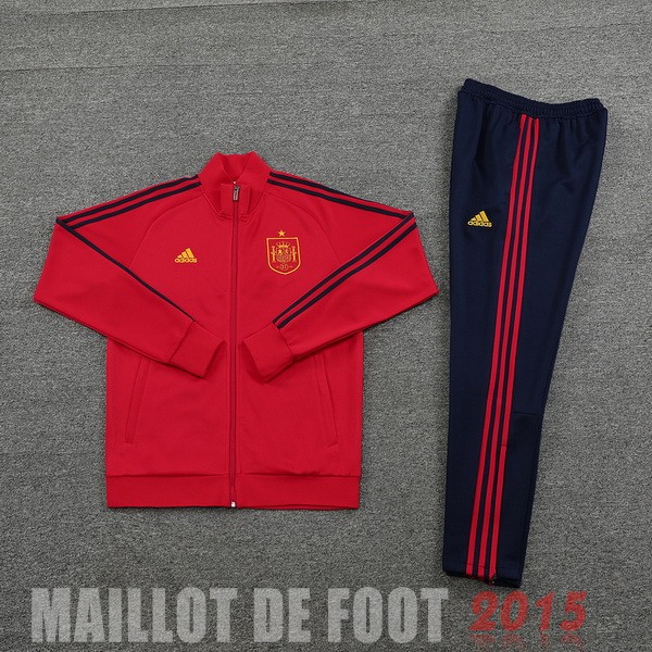 Maillot De Foot Ensemble Complet Ensemble longue fermeture éclair vêtements De Sport Espagne 2022 Rouge Bleu