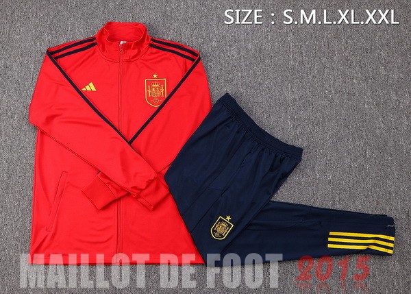 Maillot De Foot Ensemble Complet Ensemble longue fermeture éclair vêtements De Sport Espagne 2022 Rouge I Bleu