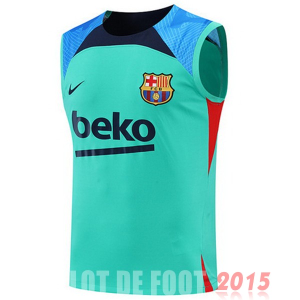 Maillot De Foot Entrainement Sans Manches Barcelona 22/23 Vert Bleu