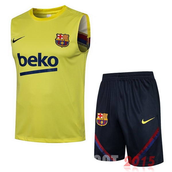 Maillot De Foot Entrainement Sans Manches Ensemble Complet Barcelona 2021 2022 Jaune