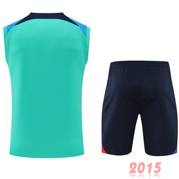 Maillot De Foot Entrainement Sans Manches Ensemble Complet Barcelona 22/23 Bleu Vert