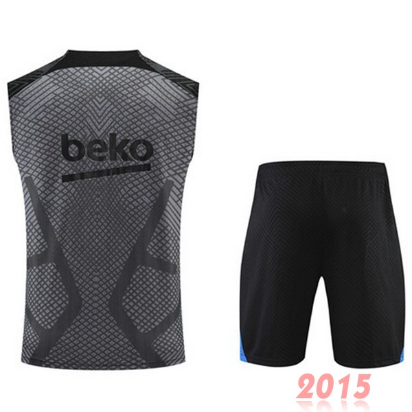 Maillot De Foot Entrainement Sans Manches Ensemble Complet Barcelona 22/23 Gris Noir