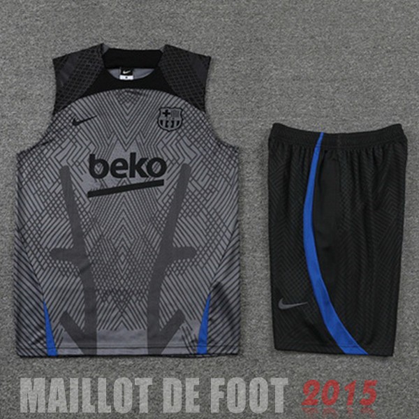 Maillot De Foot Entrainement Sans Manches Ensemble Complet Barcelona 22/23 Gris Noir