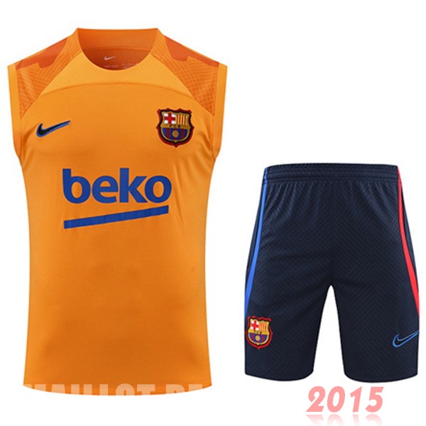 Maillot De Foot Entrainement Sans Manches Ensemble Complet Barcelona 22/23 Orange I Bleu