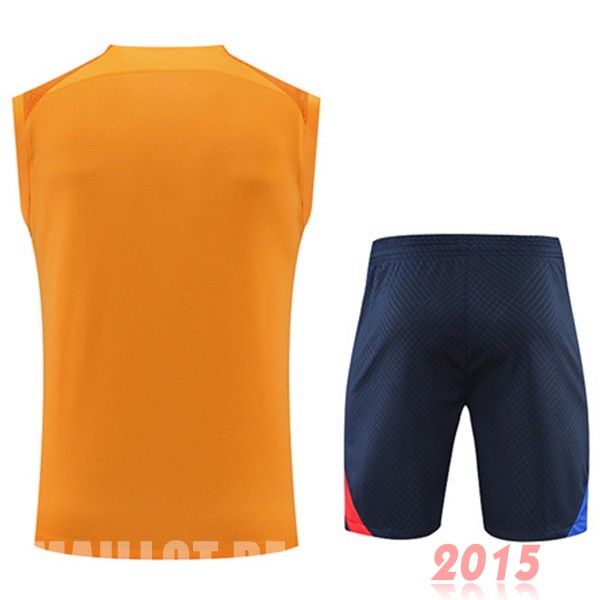 Maillot De Foot Entrainement Sans Manches Ensemble Complet Barcelona 22/23 Orange I Bleu