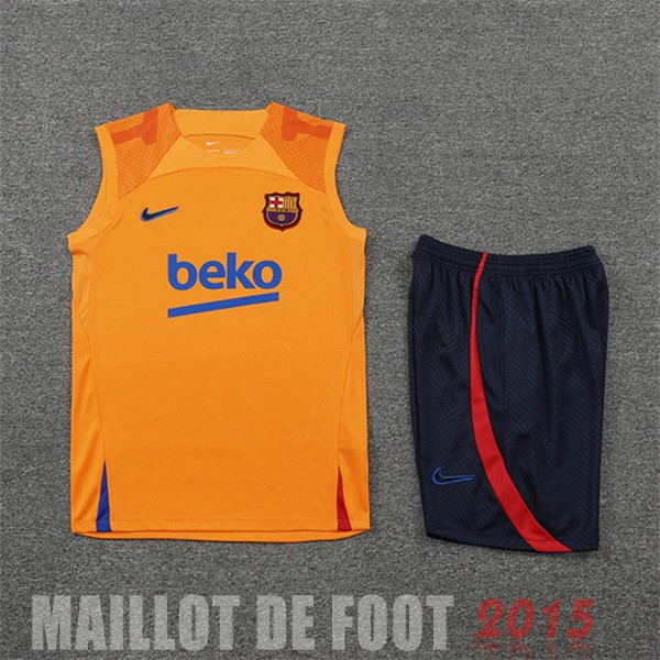 Maillot De Foot Entrainement Sans Manches Ensemble Complet Barcelona 22/23 Orange I Bleu