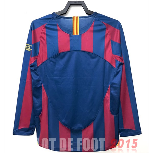 Maillot De Foot Domicile Manches Longues Barcelona Rétro 2005 2006 Bleu Rouge