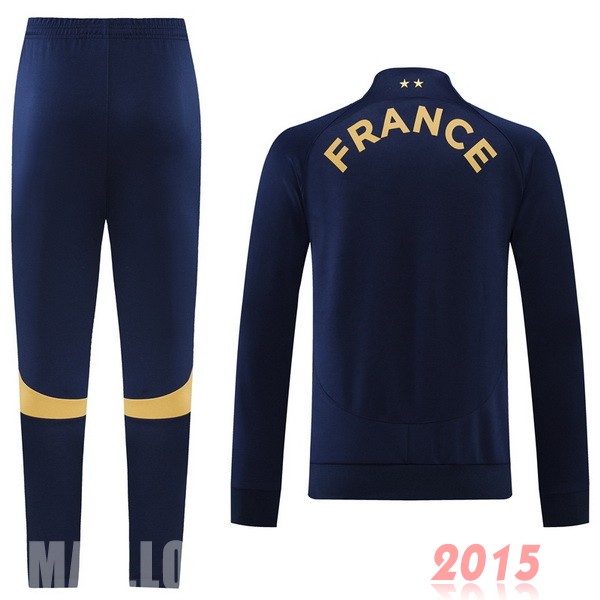 Maillot De Foot Ensemble Complet Ensemble longue fermeture éclair vêtements De Sport France 2022 Bleu Marine