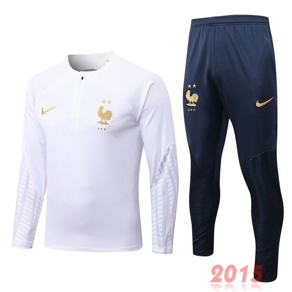 Maillot De Foot Survêtements France 2022 Blanc Bleu