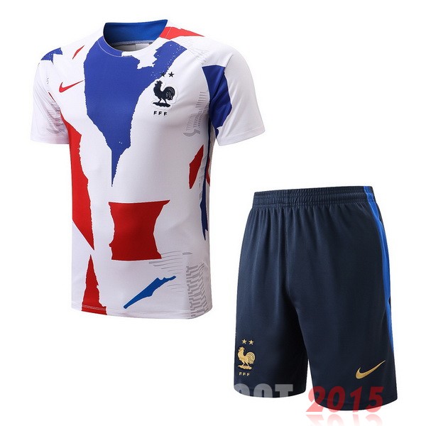 Maillot De Foot Entrainement Ensemble Complet France 2022 Blanc Bleu Rouge