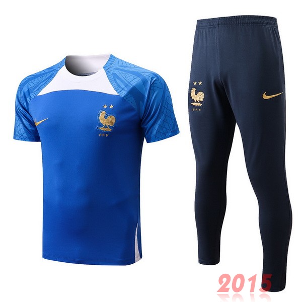 Maillot De Foot Entrainement Ensemble Complet France 2022 Bleu Blanc