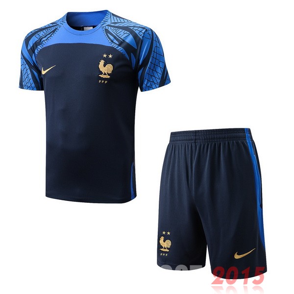 Maillot De Foot Entrainement Ensemble Complet France 2022 Bleu Marine