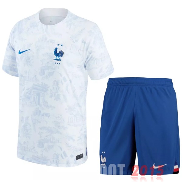 Maillot De Foot Exterieur Conjunto De Enfant France 2022 Blanc