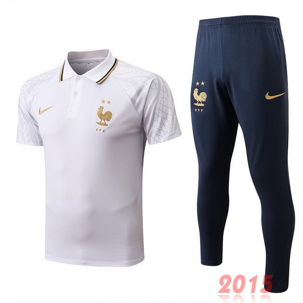 Maillot De Foot Ensemble Complet Polo France 2022 Blanc Bleu