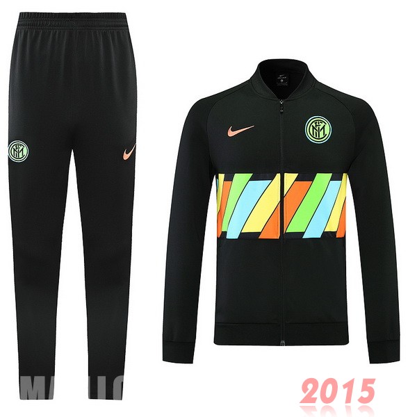 Maillot De Foot Ensemble Complet Ensemble longue fermeture éclair vêtements De Sport Inter Milán 21 22 Noir Jaune