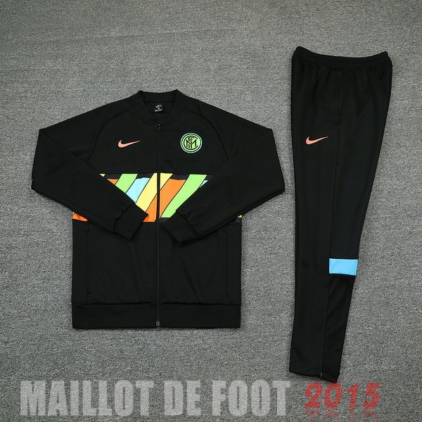 Maillot De Foot Ensemble Complet Ensemble longue fermeture éclair vêtements De Sport Inter Milán 21 22 Noir Jaune