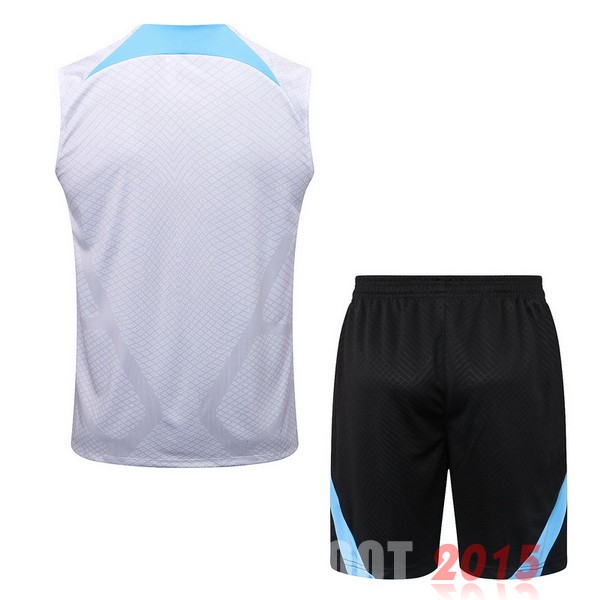 Maillot De Foot Entrainement Sans Manches Ensemble Complet Inter Milán 22/23 Blanc Bleu