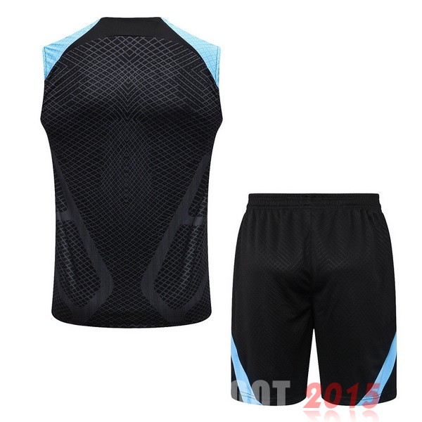 Maillot De Foot Entrainement Sans Manches Ensemble Complet Inter Milán 22/23 Noir Bleu