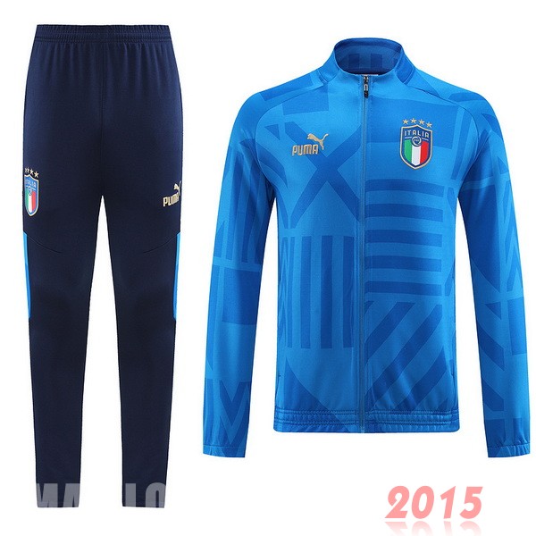 Maillot De Foot Ensemble Complet Ensemble longue fermeture éclair vêtements De Sport Italie 2022 Bleu