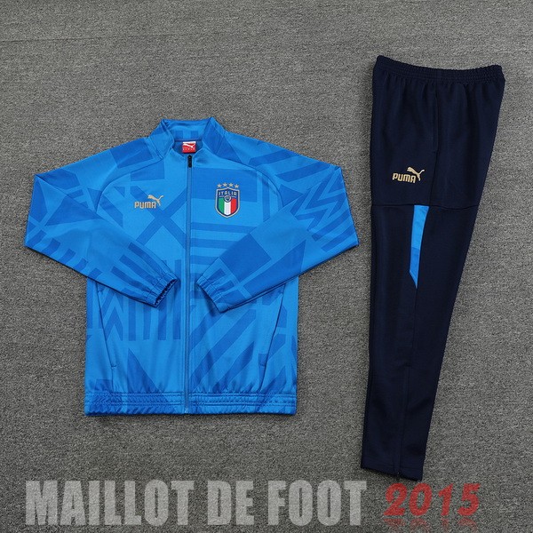 Maillot De Foot Ensemble Complet Ensemble longue fermeture éclair vêtements De Sport Italie 2022 Bleu
