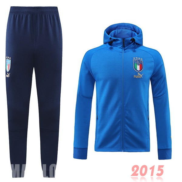Maillot De Foot Ensemble Complet Ensemble longue fermeture éclair vêtements De Sport Italie 2022 II Bleu