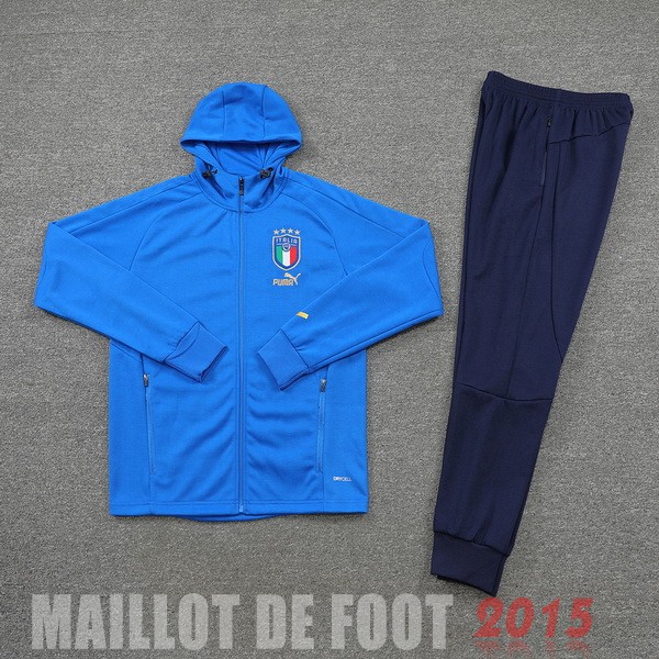 Maillot De Foot Ensemble Complet Ensemble longue fermeture éclair vêtements De Sport Italie 2022 II Bleu