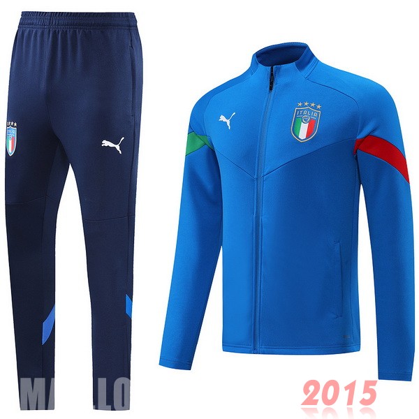 Maillot De Foot Ensemble Complet Ensemble longue fermeture éclair vêtements De Sport Italie 2022 I Bleu