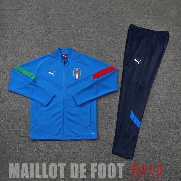 Maillot De Foot Ensemble Complet Ensemble longue fermeture éclair vêtements De Sport Italie 2022 I Bleu