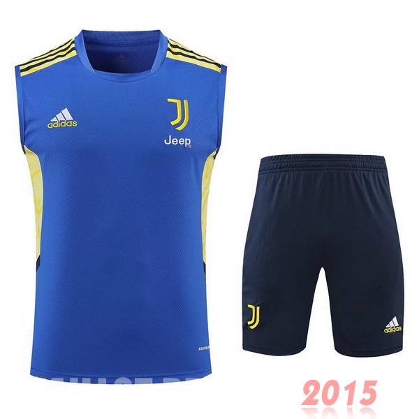Maillot De Foot Entrainement Sans Manches Ensemble Complet Juventus 22/23 Bleu Jaune