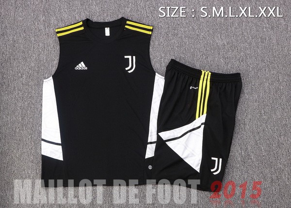 Maillot De Foot Entrainement Sans Manches Ensemble Complet Juventus 22/23 Noir Blanc