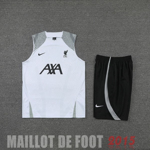 Maillot De Foot Entrainement Sans Manches Ensemble Complet Liverpool 22/23 Blanc Gris Noir