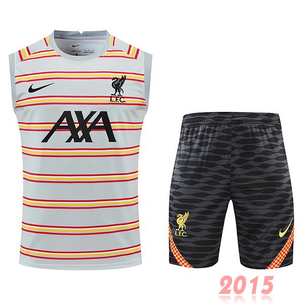 Maillot De Foot Entrainement Sans Manches Ensemble Complet Liverpool 22/23 Gris Clair Noir